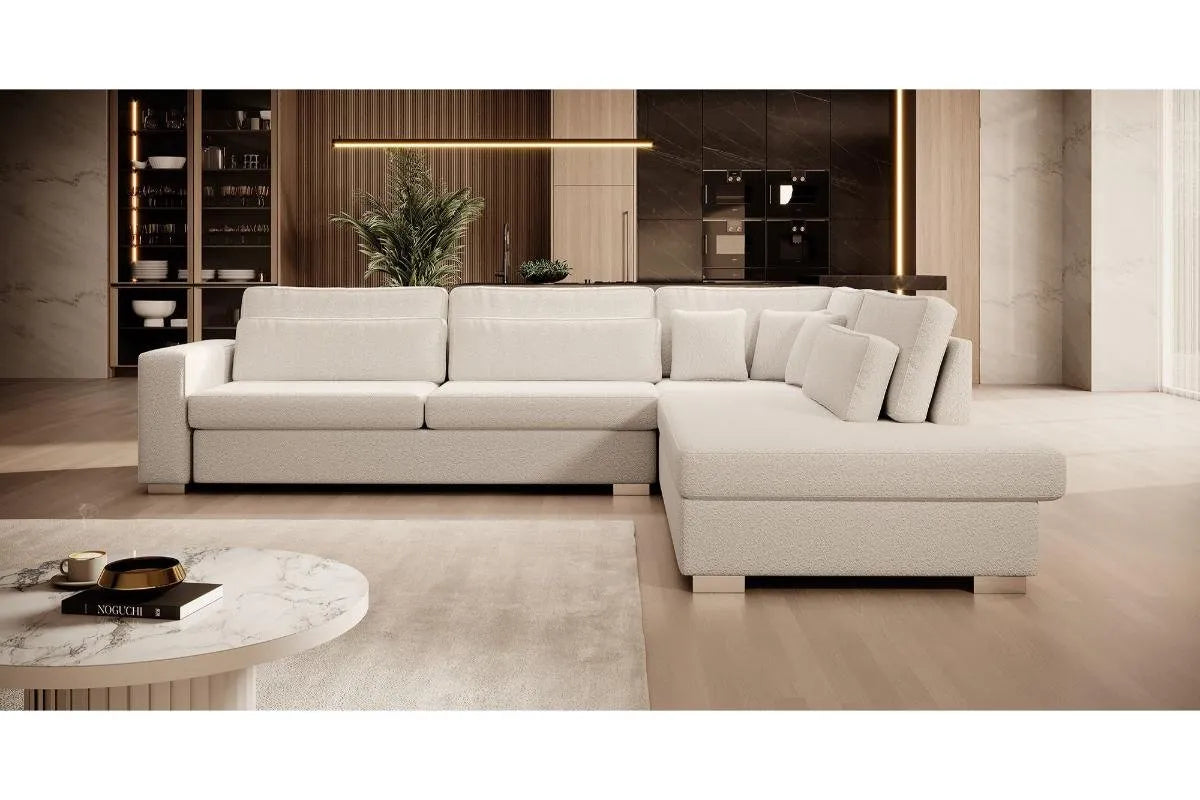 CANAPÉ D'ANGLE VALERIA VELOURS BEIGE