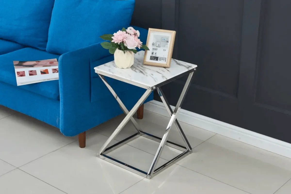 Gueridon Beverly Pieds Chrome 40x40x55 CM