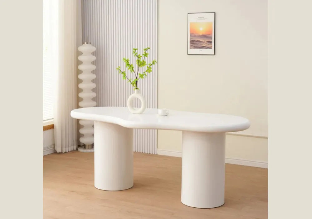 TABLE REPAS CURVE BLANC 180X90