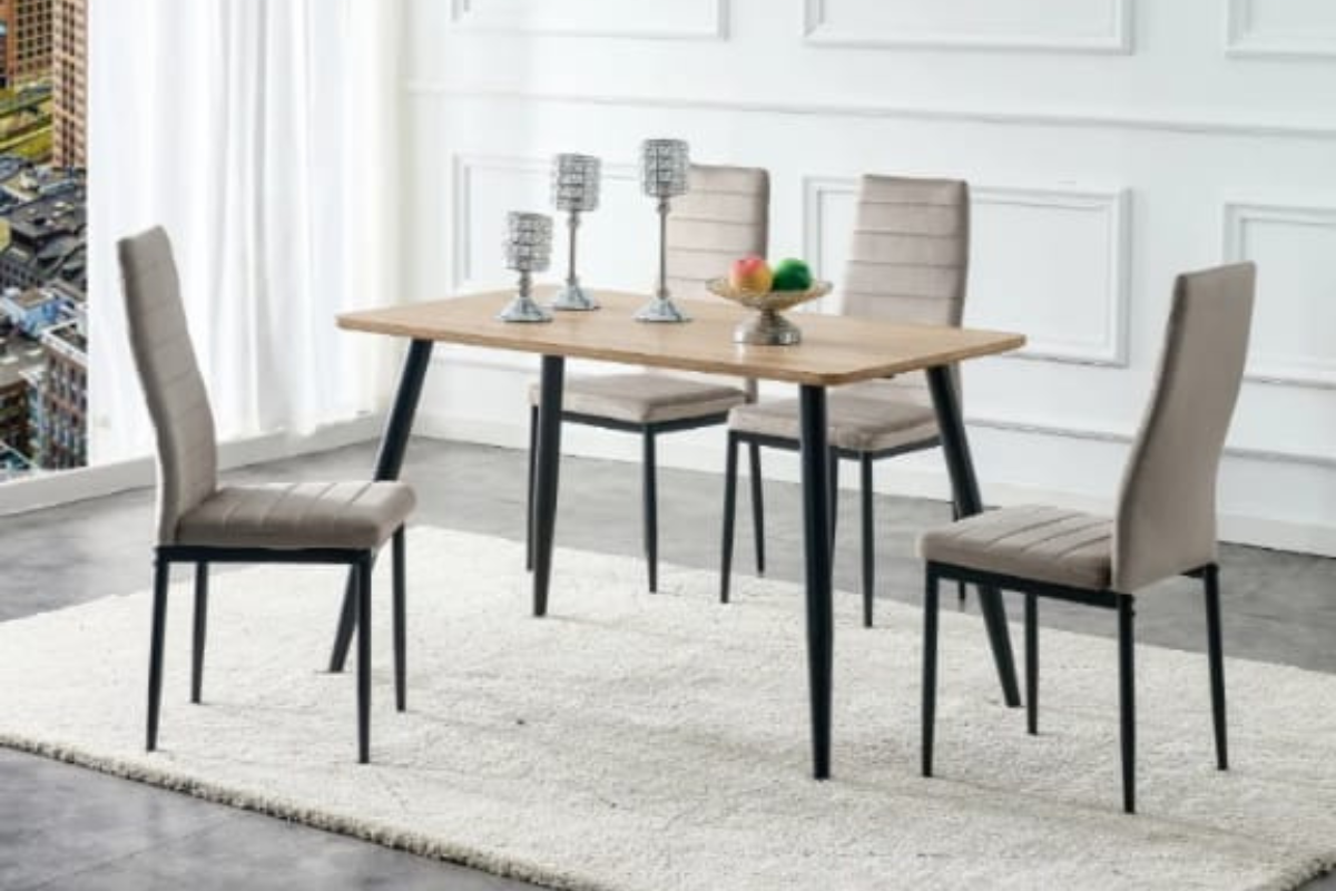 Table Repas Ammo Metal Noir Plateau En Noyer 120x70 CM