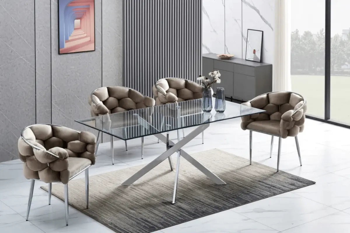 Table Rectangulaire Jessica Pieds Chrome 180x90x75 CM Swedzo-Meuble