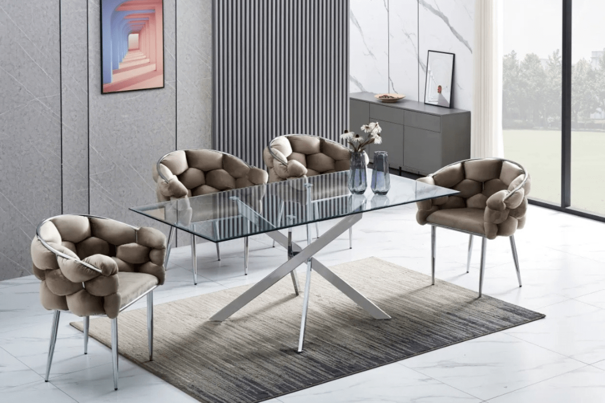 Table Rectangulaire Jessica Pieds Chrome 180x90x75 CM