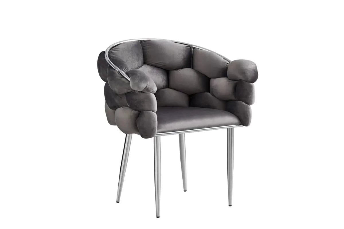 LOT DE 4 CHAISES BALLON CHROME VELOURS