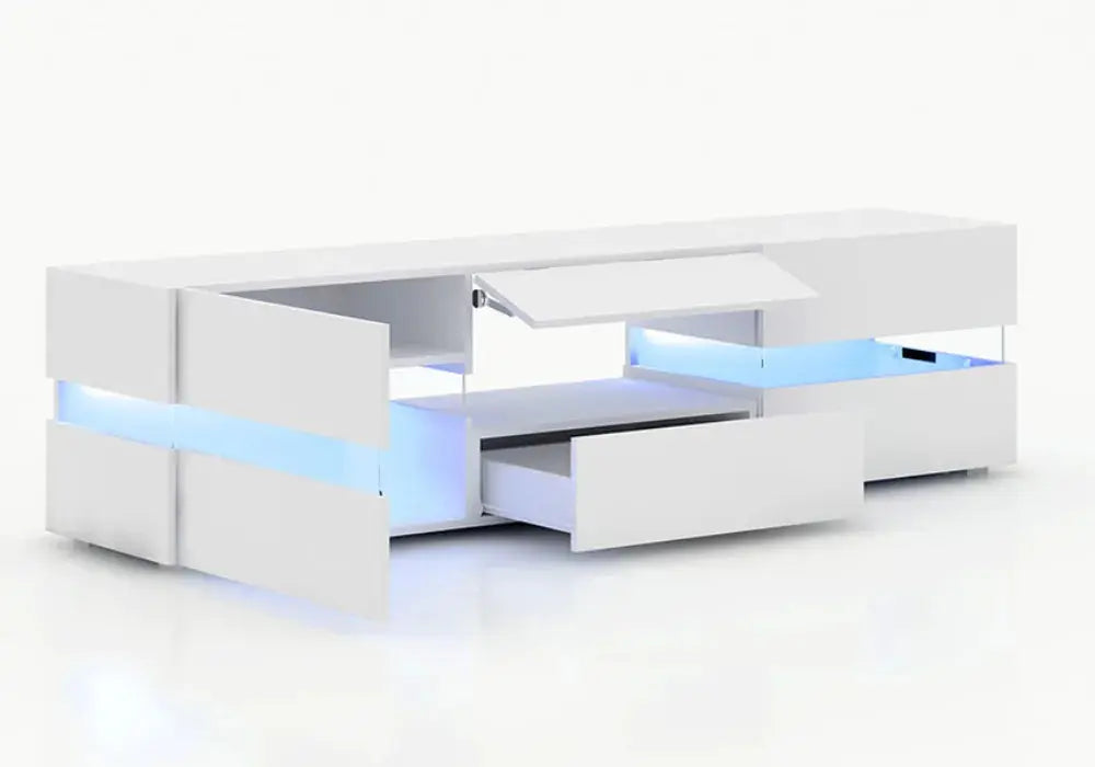 Meuble TV d'appoint en verre laqué Swedzo-Meuble