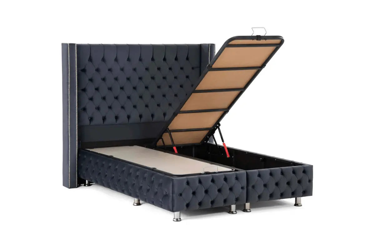 Lit coffre en tissu velours 160x200 cm Swedzo-Meuble