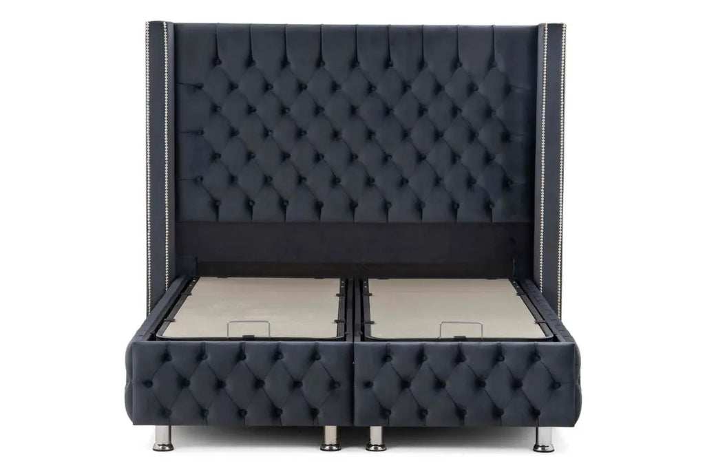 Lit coffre en tissu velours 160x200 cm Swedzo-Meuble