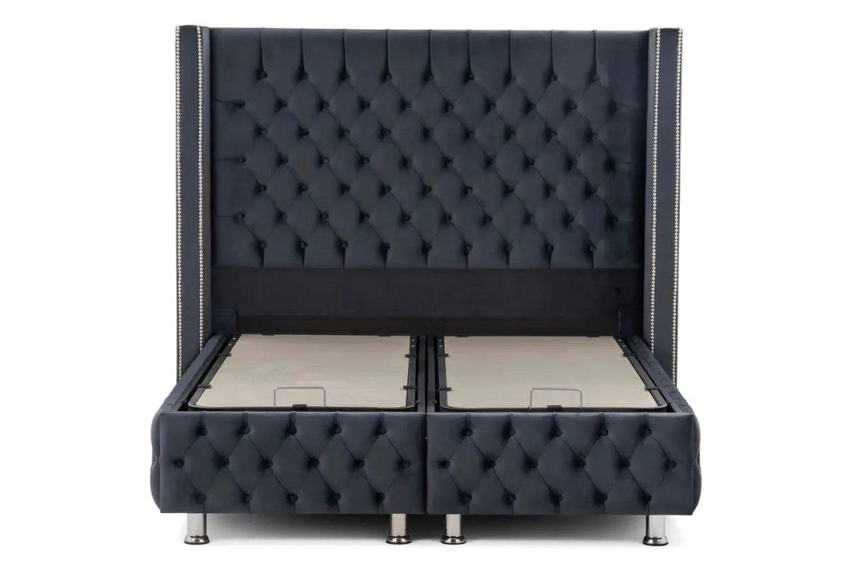Lit coffre en tissu velours 160x200 cm Swedzo-Meuble
