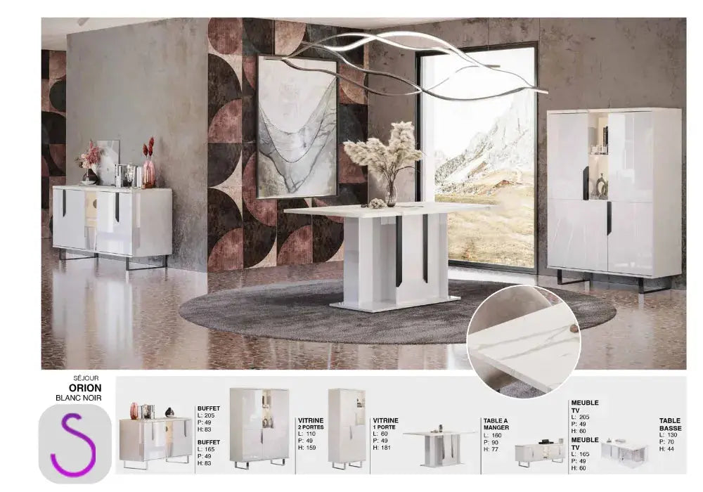Sejour Orion Blanc noir Swedzo-Meuble