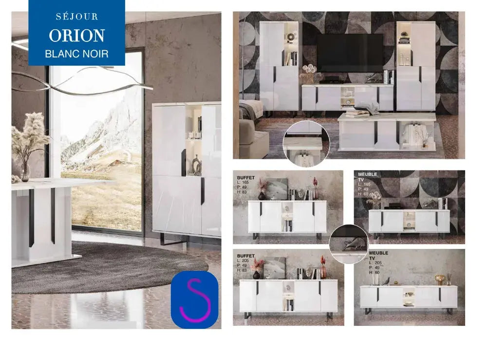 Sejour Orion Blanc noir Swedzo-Meuble