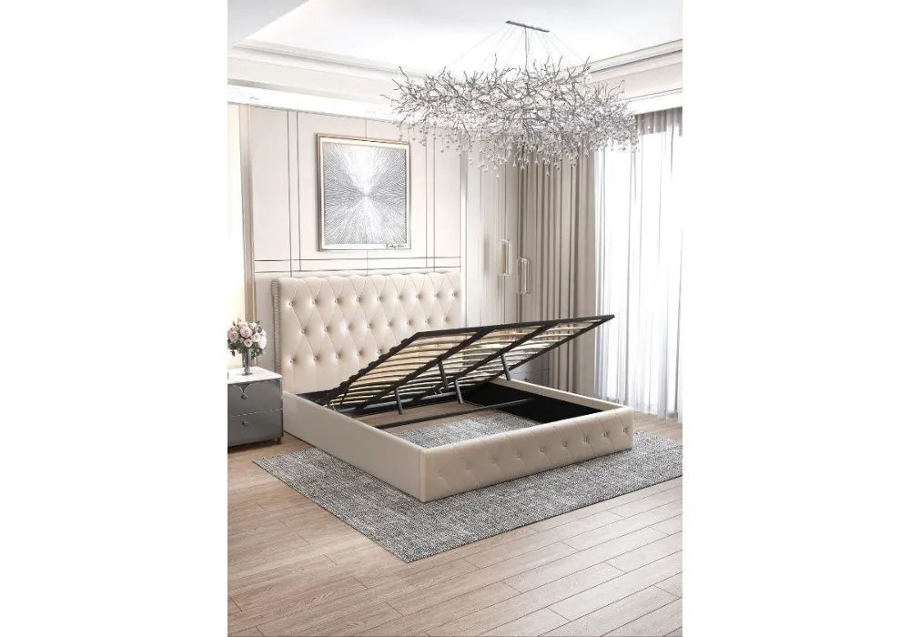 160/200 E Lit Coffre Corsica En Velours