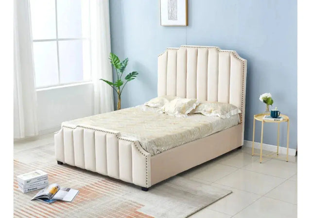 Lit Pepper Capitonné en Ligne 160x200 cm - Velours Premium