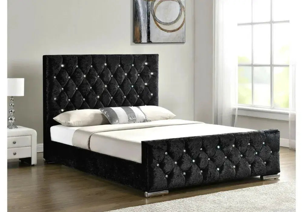 160/200 LIT PRESTIGE CAPITONNE AVEC DIAMANT VELOURS Swedzo-Meuble
