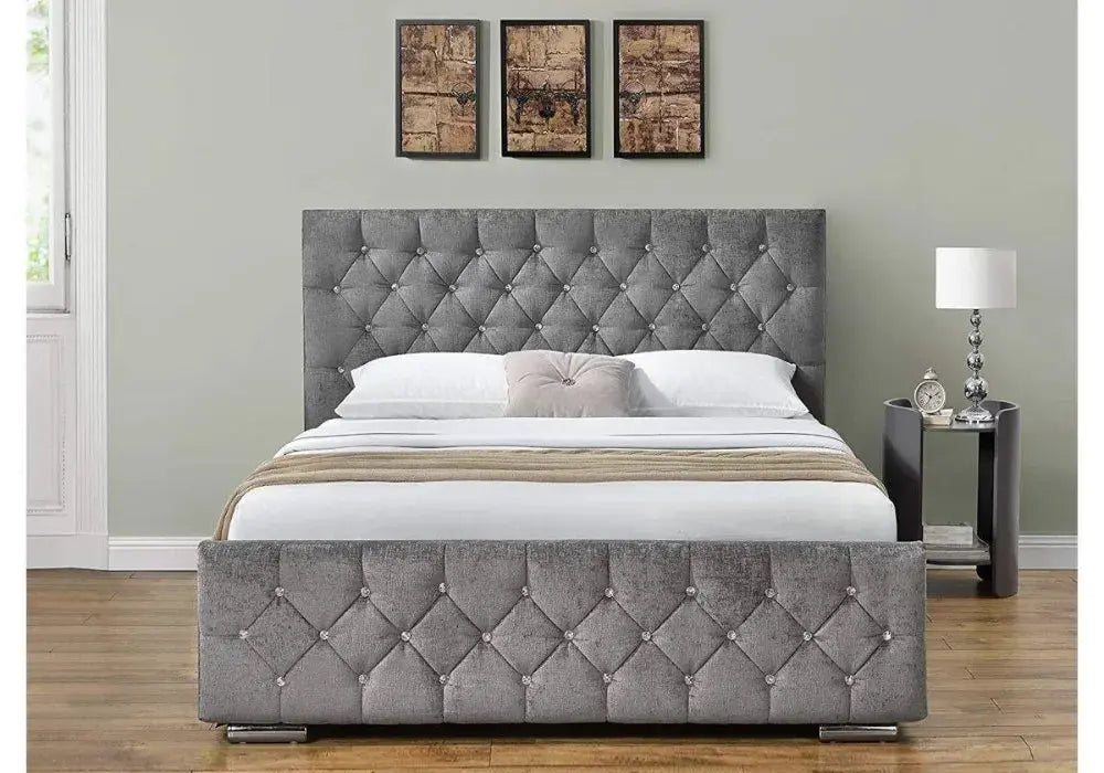 160/200 LIT PRESTIGE CAPITONNE AVEC DIAMANT VELOURS Swedzo-Meuble