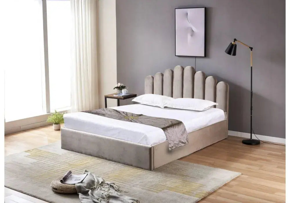 160/200 Lit Doha Velour Avec Coffre Swedzo-Meuble