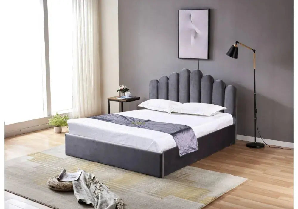 160/200 Lit Doha Velour Avec Coffre Swedzo-Meuble
