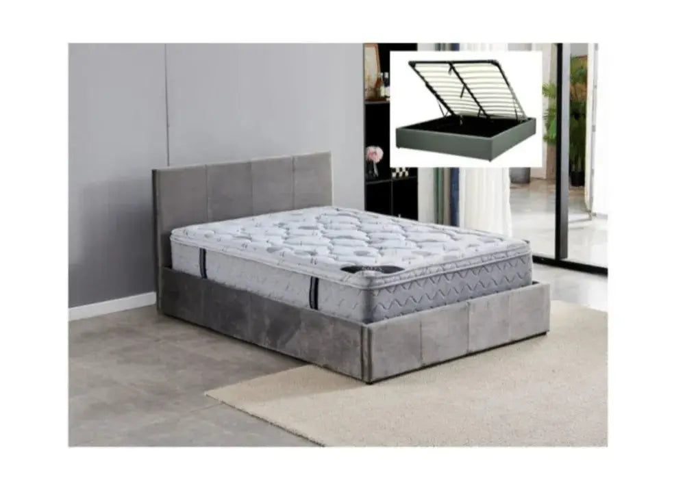 160x200 Lit Simply Coffre Velour Swedzo-Meuble