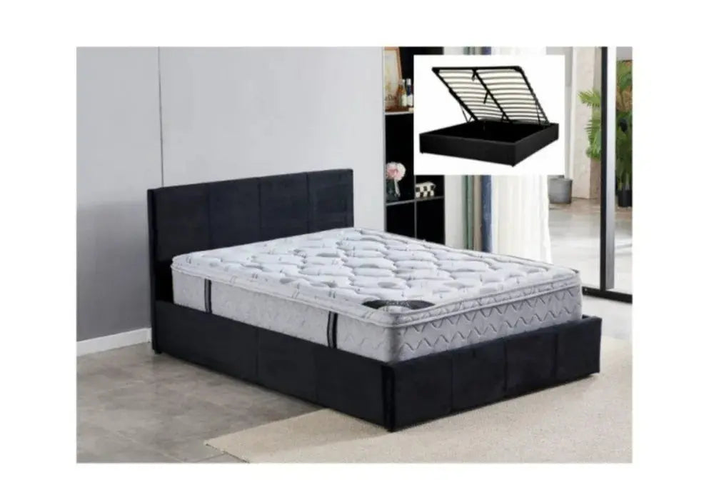 160x200 Lit Simply Coffre Velour Swedzo-Meuble