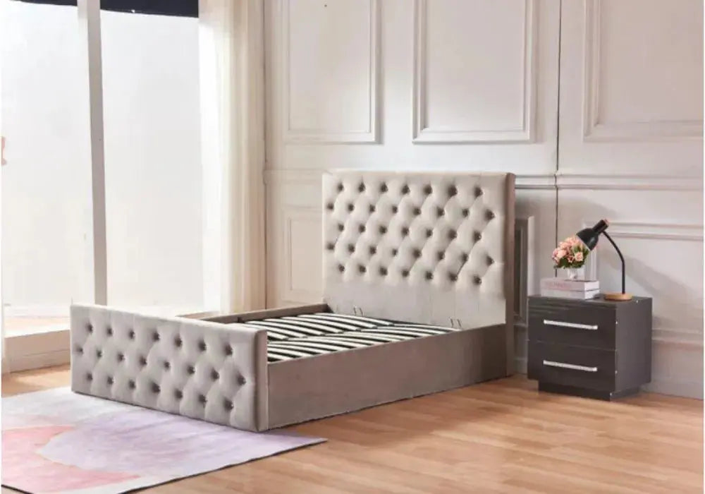 160/200 Lit coffre velours avec diamant JULIA Swedzo-Meuble