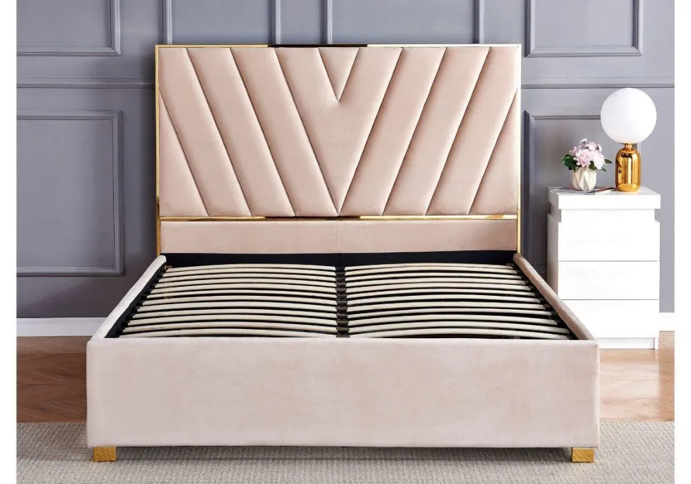 160/200 Lit velours  design doré DINA