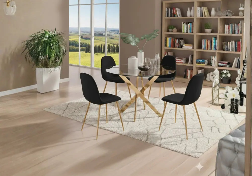 Table ronde avec 4 chaises Swedzo-Meuble