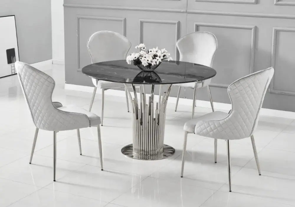 Table à manger ronde marbre noir EVE Swedzo-Meuble