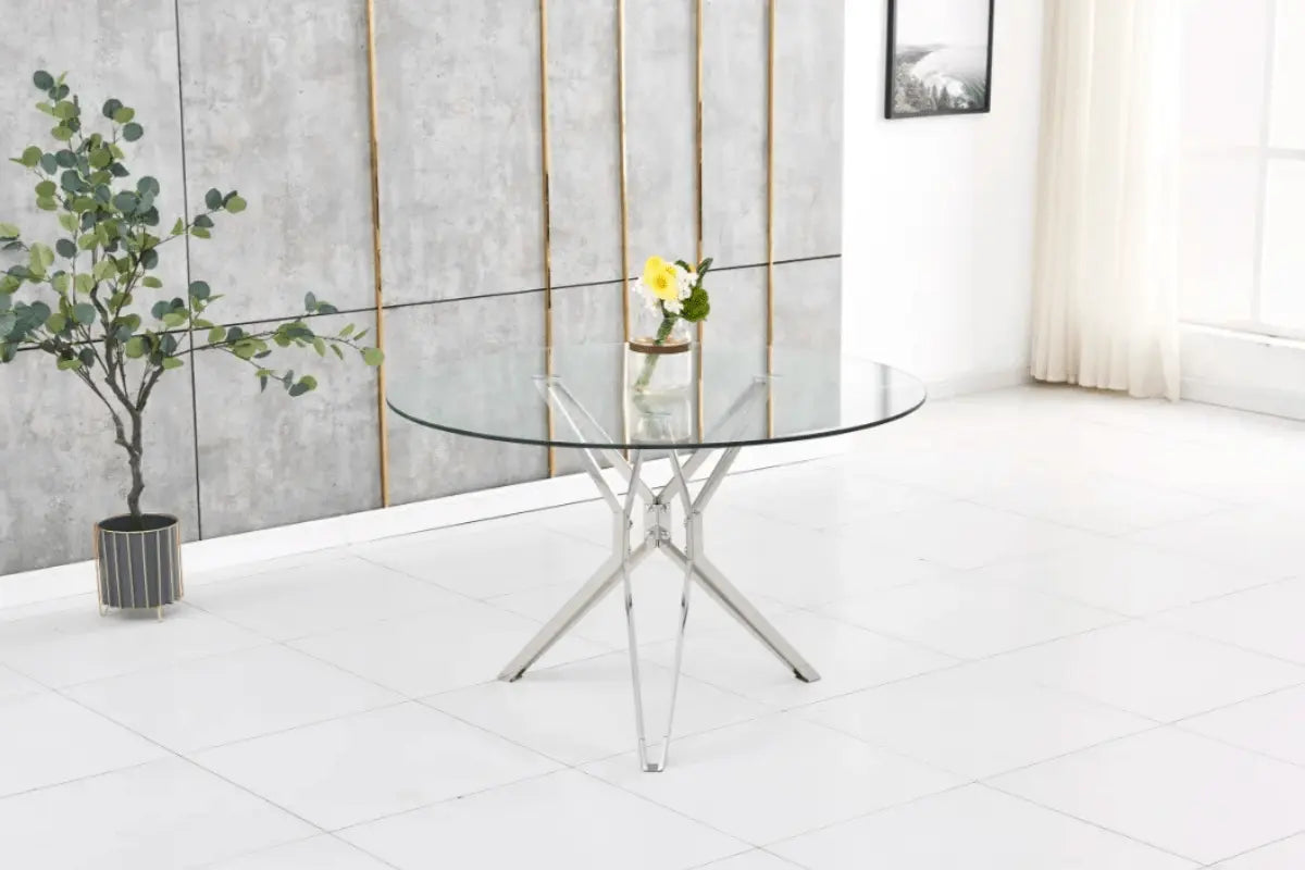Table à Manger Electra Pieds Chrome Swedzo-Meuble