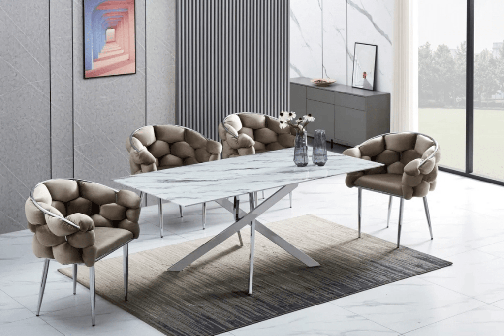 Table Rectangulaire Jessica Pieds Chrome 180x90x75 CM