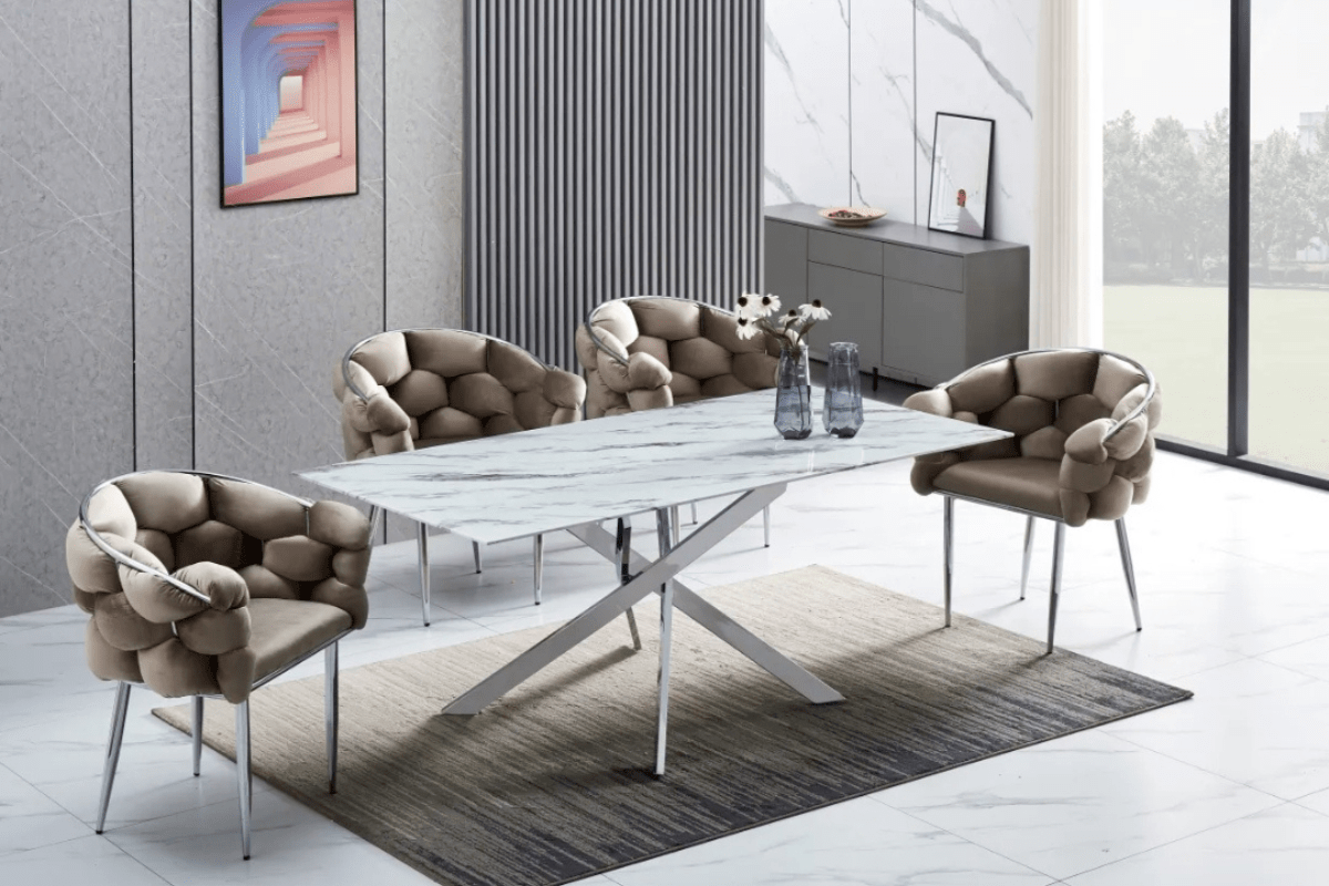 Table Rectangulaire Jessica Pieds Chrome 180x90x75 CM