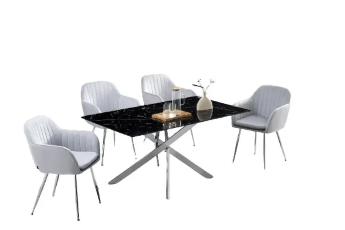 Table Rectangulaire New Jessica Chrome Marbre Noir Swedzo-Meuble