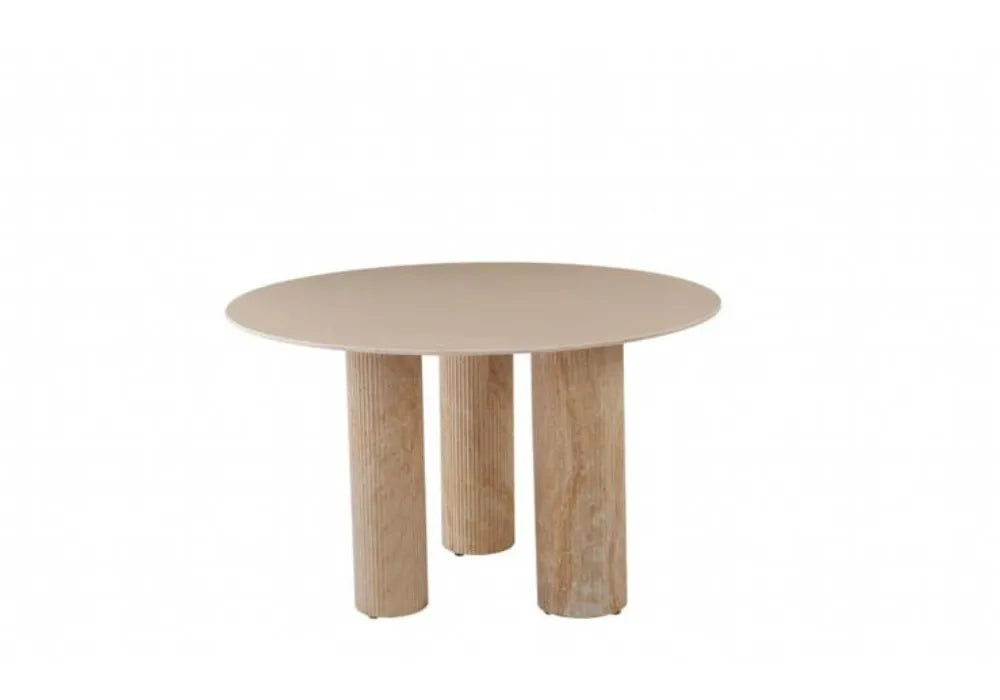 TABLE REPAS ANAIS PIEDS METAL TRAVERTIN  120 CM