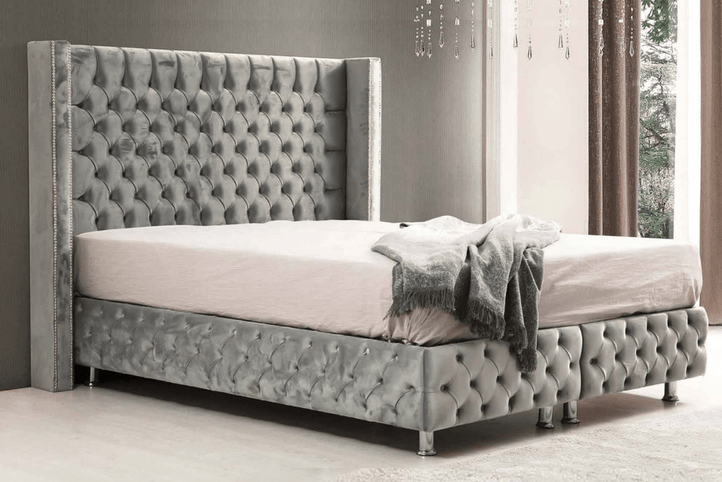 Lit coffre en tissu velours 160x200 cm