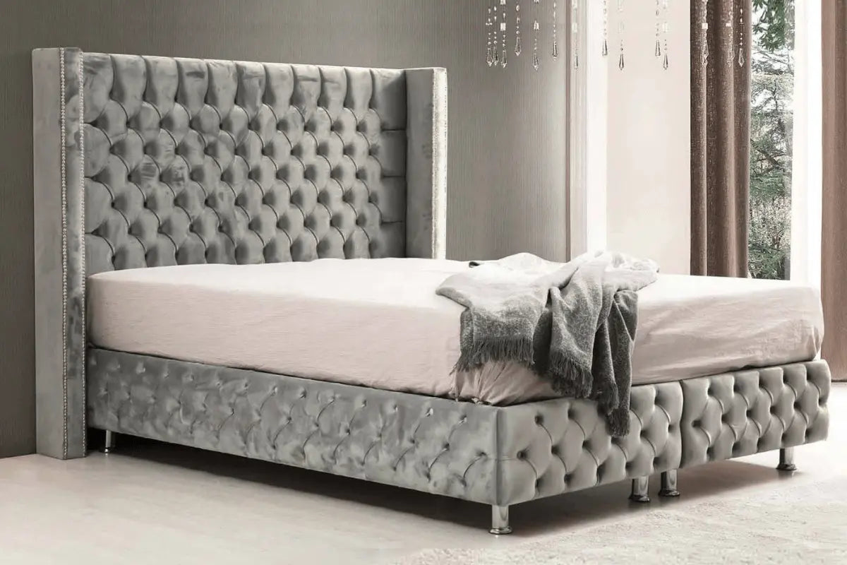 Lit coffre en tissu velours 160x200 cm Swedzo-Meuble