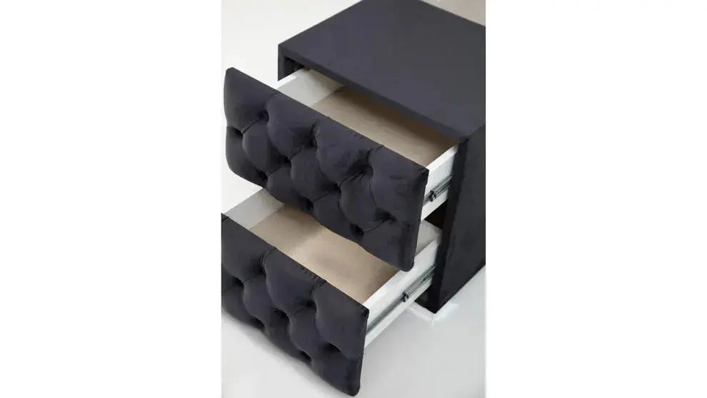 Chevet Capitonné Velours Anthracite Swedzo-Meuble
