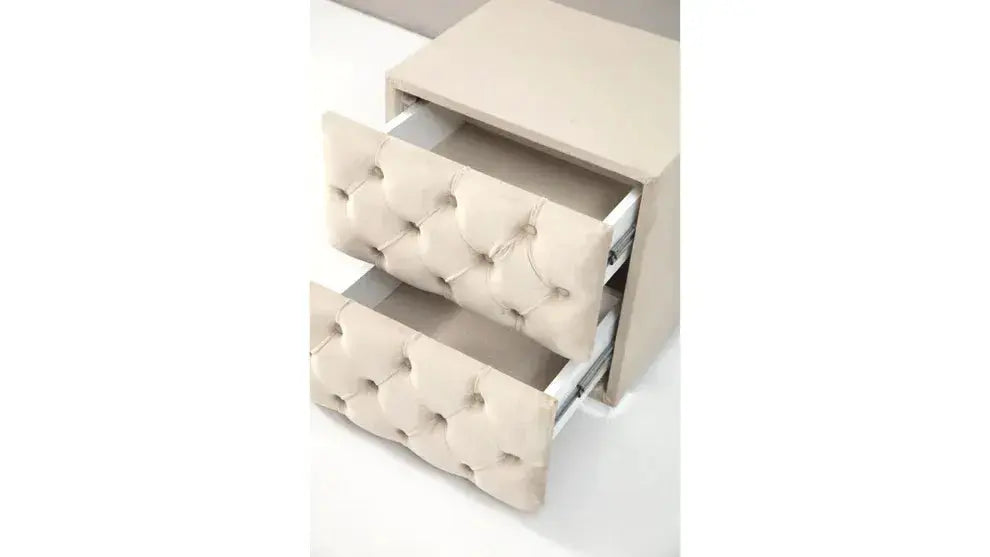 Chevet Capitonné Velours Beige Swedzo-Meuble