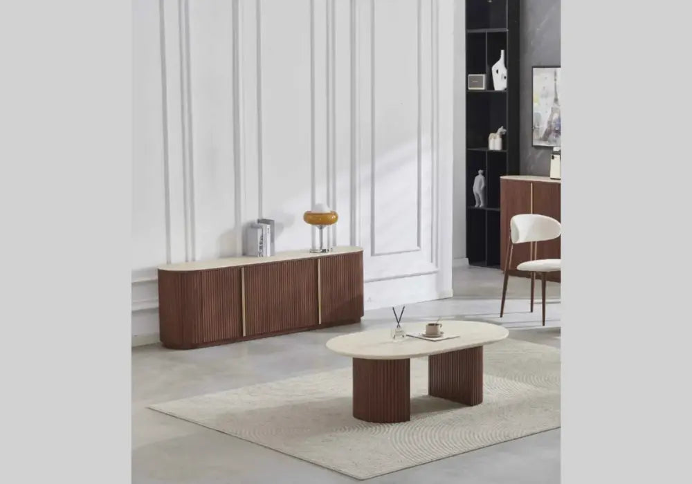 Meuble TV baroque en marbre blanc argenté 1m70 Swedzo-Meuble