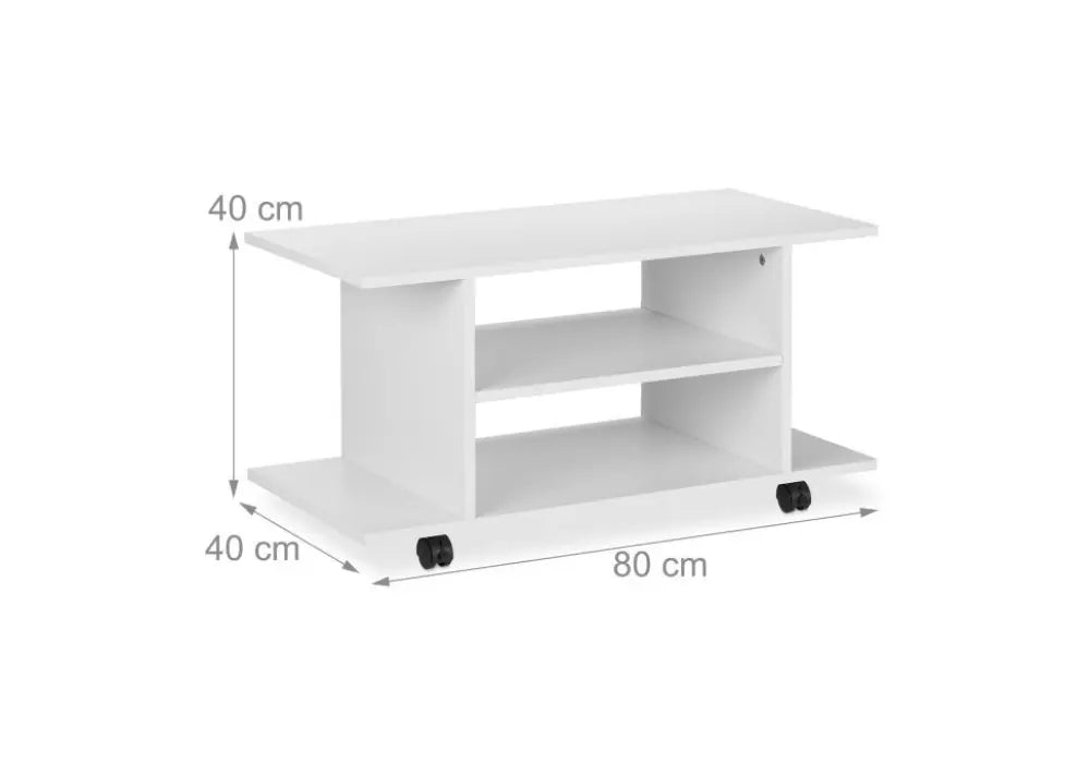 Meuble TV blanc sur roulettes Swedzo-Meuble