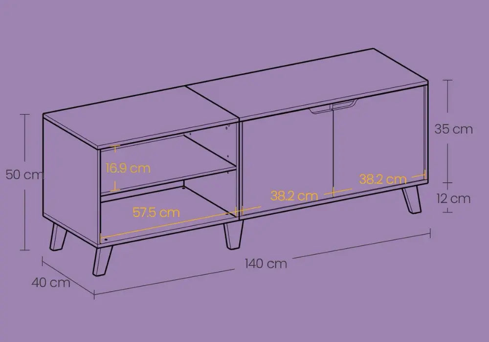 Meuble TV VASAGLE 140x40x50 cm Swedzo-Meuble