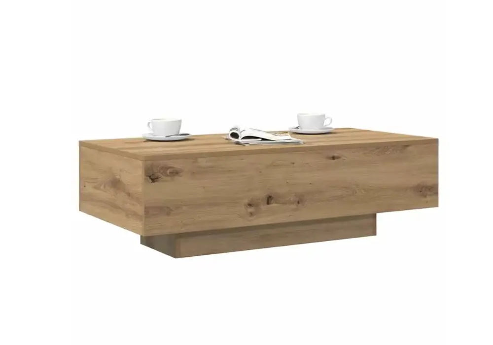 Table basse minimaliste en chêne naturel avec socle flottant Swedzo-Meuble