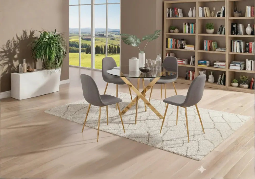 Table ronde avec 4 chaises Swedzo-Meuble