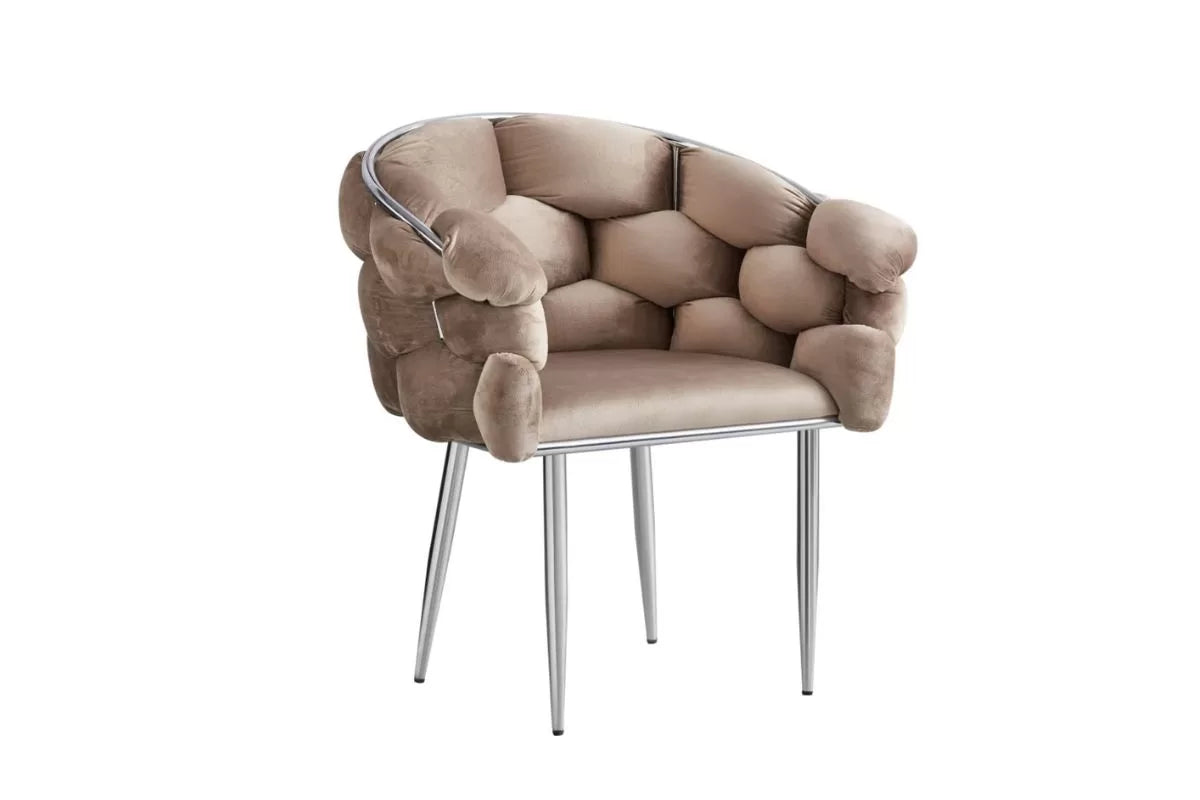 LOT DE 4 CHAISES BALLON CHROME VELOURS