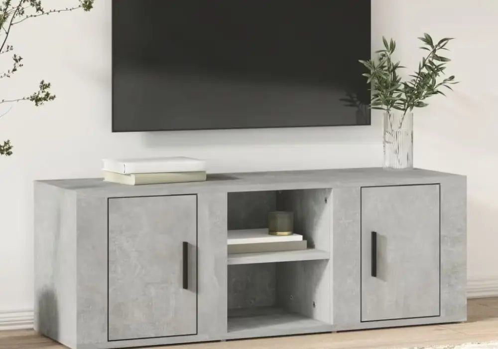 Meuble TV Moderne Noir avec Rangements et Étagères Swedzo-Meuble