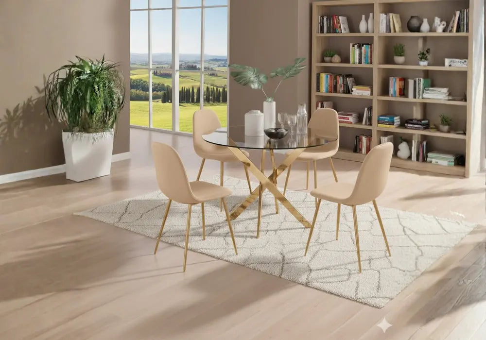 Table ronde avec 4 chaises Swedzo-Meuble