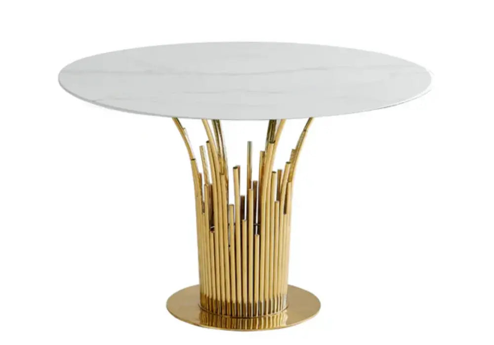 Table à manger ronde marbre Blanc EVE Swedzo-Meuble