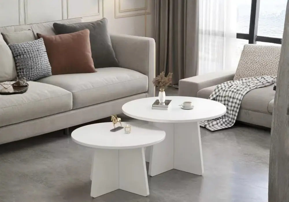 Ensemble de tables basses gigognes en chêne nordique (lot de 2) Swedzo-Meuble