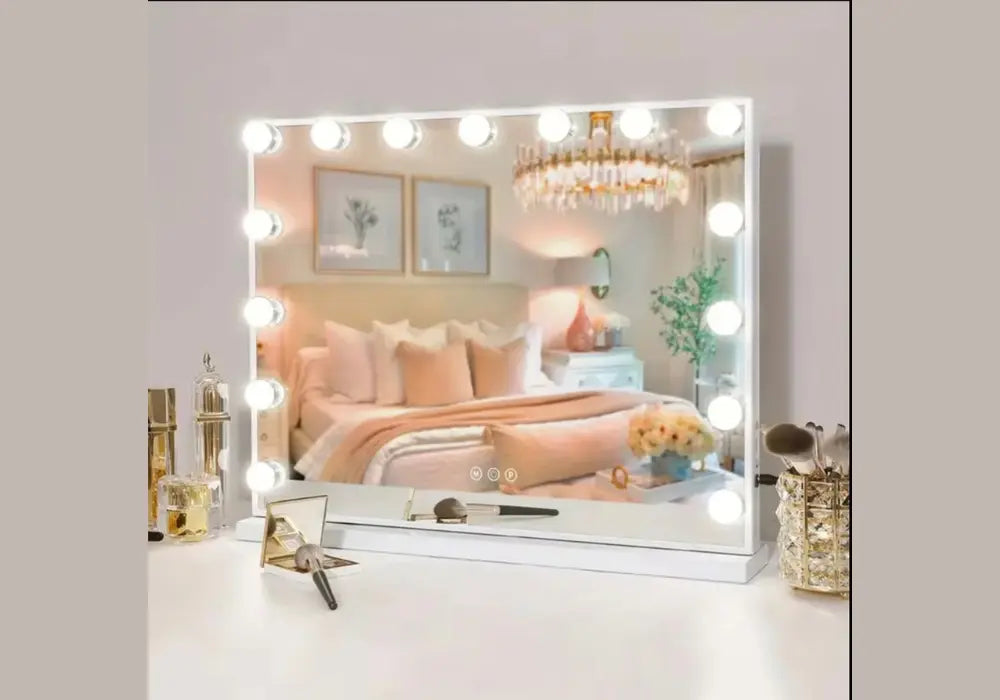 Miroir de coiffeuse lumineux de style Hollywood, grand miroir de maquillage lumineux avec 17 LED Swedzo-Meuble