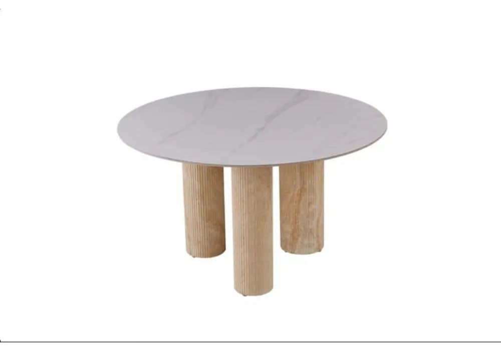 TABLE REPAS ANAIS PIEDS METAL TRAVERTIN  120 CM