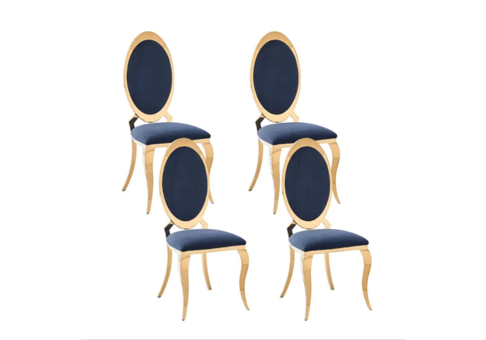 4 Chaises Angel Similicuir Pieds Gold