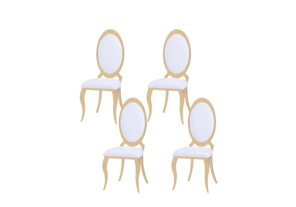 4 Chaises Angel Similicuir Pieds Gold