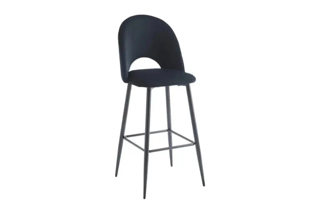 4 Chaises Bar Amelia Laine Bouclee Pied Noir Swedzo-Meuble