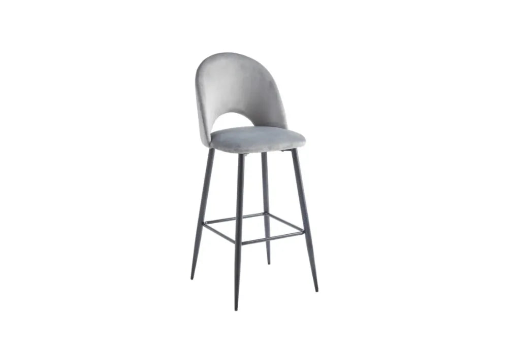 4 Chaises Bar Amelia Laine Bouclee Pied Noir